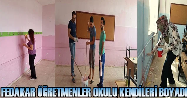 Öğretmenler okulu kendileri boyadı