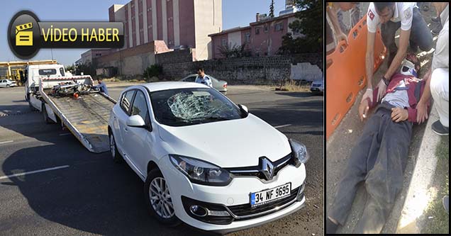 Otomobile Çarpan Motosikletin Sürücüsü Ağır Yaralandı