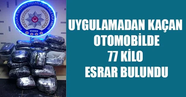 Uygulamadan Kaçan Otomobilde 77 Kilo Esrar Ele Geçirildi