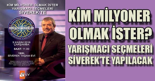 ‘Kim Milyoner Olmak İster’ Seçmeleri Siverek’te Yapılacak