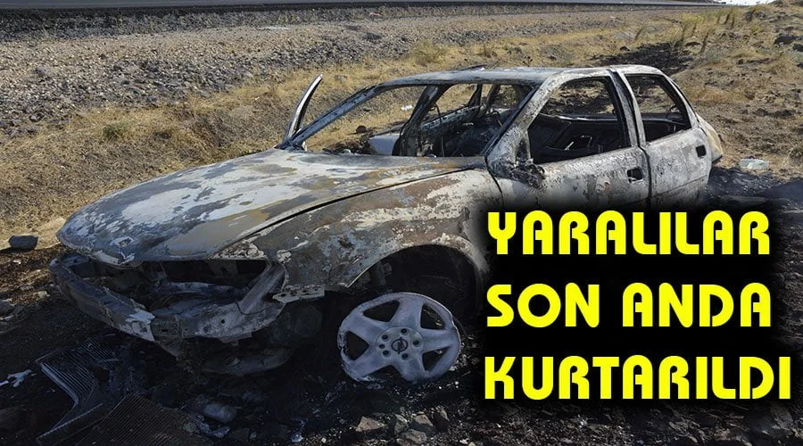 Yaralıları alev alan otomobilden son anda kurtardı!