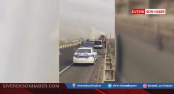 Alev alan pamuk yüklü kamyona tomalı müdahale