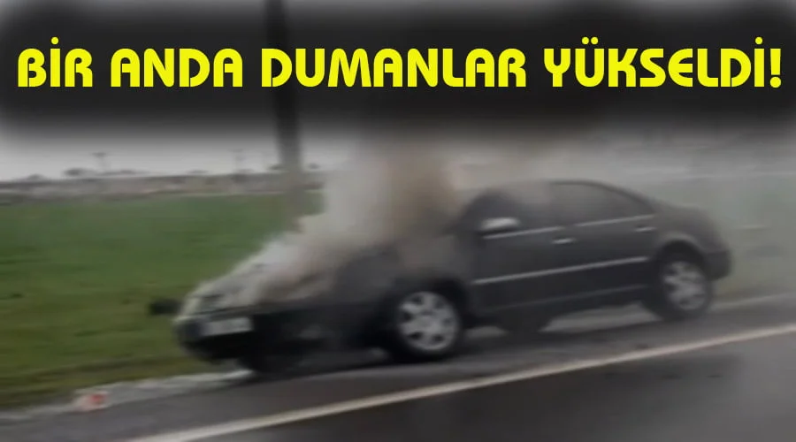 Seyir halindeki otomobil alev aldı