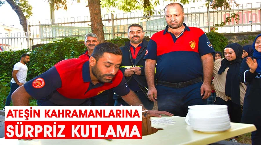 Yangın ihbarına giden ateşin kahramanlarına sürpriz kutlama