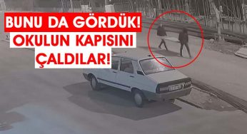Okul kapısının çalınma anları güvenlik kamerasına yansıdı!