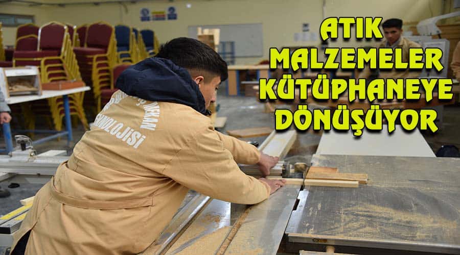 Atık paletler köy okullarına kütüphane oluyor