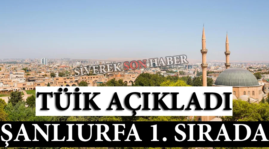 TÜİK açıkladı: Şanlıurfa birinci sırada