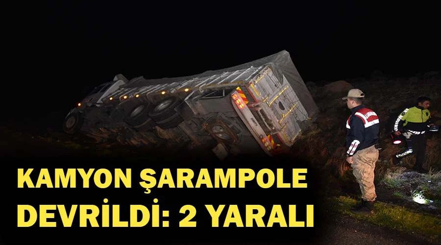 Şarampole devrilen kamyondaki baba-oğul yaralandı