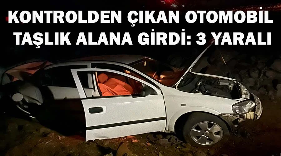 Şarampole devrilen otomobilde üç kişi yaralandı