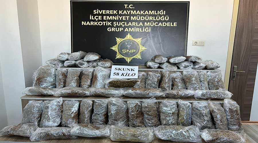 Yakıt tankerinde 58 kilogram skunk yakalandı