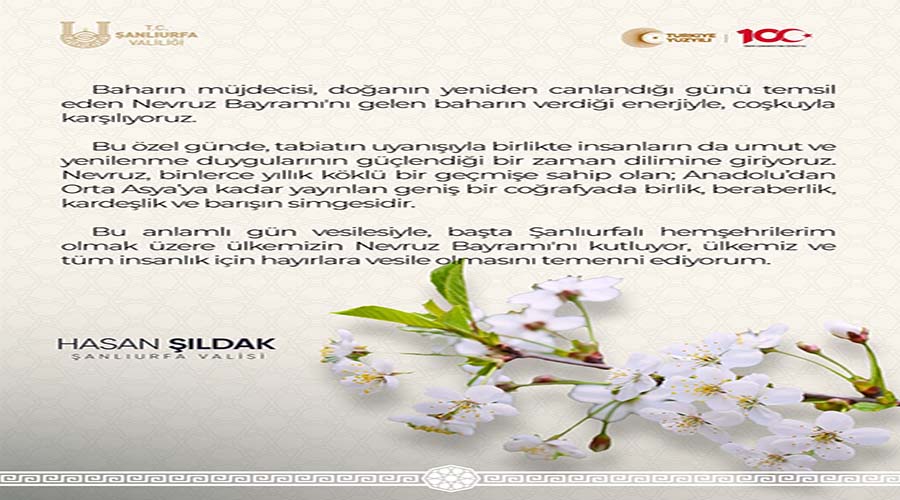 Vali Şıldak’tan nevruz bayramı mesajı