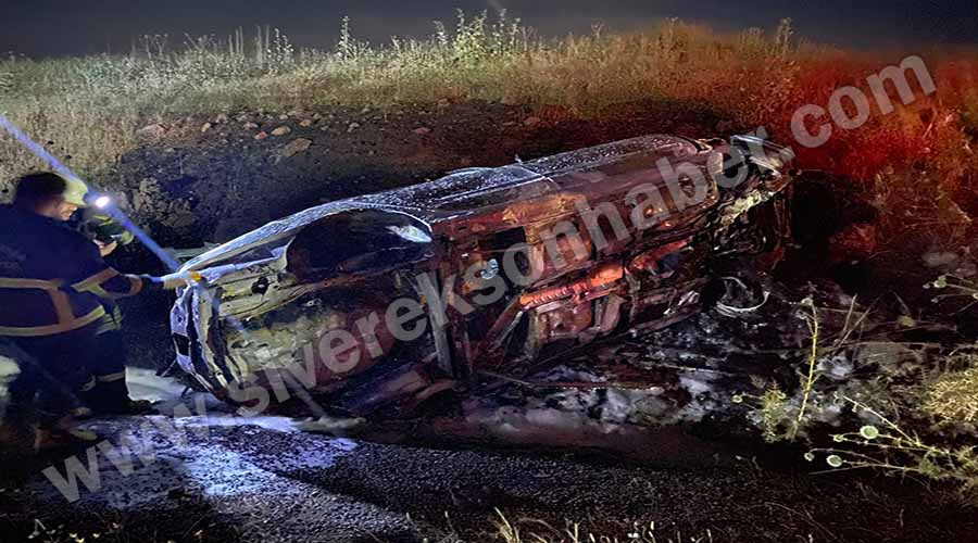 Alev alan otomobilin sürücüsü yaralandı