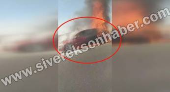 Alev alan otomobil kullanılamaz hale geldi