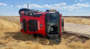 Şarampole devrilen itfaiye aracında 3 kişi yaralandı