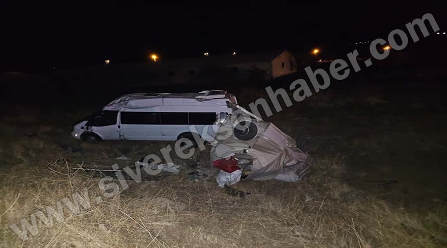 Mevsimlik işçileri taşıyan minibüs şarampole devrildi: 11 yaralı