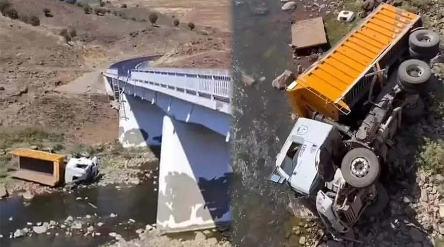 Köprüden düşen kamyonun sürücüsü ağır yaralandı