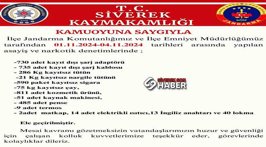 Siverek’teki operasyonlarda yüzlerce kaçak ürün ele geçirildi