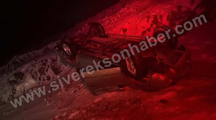 Şarampole devrilen otomobilde 2 kişi yaralandı